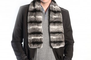 Men's rex chinchilla fur scarf